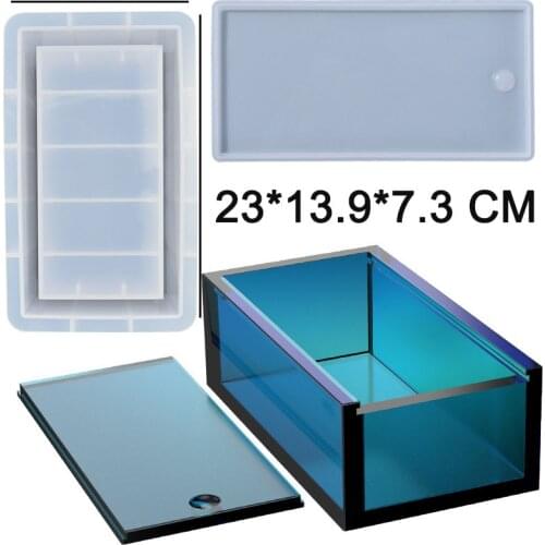 Large Size Tissue Storage Box Silicone Mould with Lid Epoxy Resin Mold Chess Case DIY Crafts Jewelry Holder Casting Tool