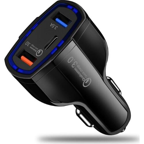 Quick Charge 3.0 Car Charger 5V 3.5A QC3.0 PD Usb Type C Fast Charging Dual Car Mobile Phone Charger For IPhone/Samsung/Xiaomi