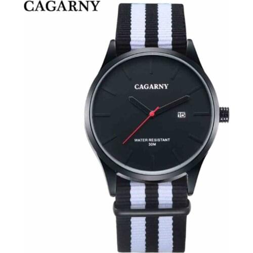 CAGARNY TOP Brand Fashion Luxury Men Leisure Quartz Watch Nylon Belt Business Casual Waterproof clock Watches Relogio Masculino