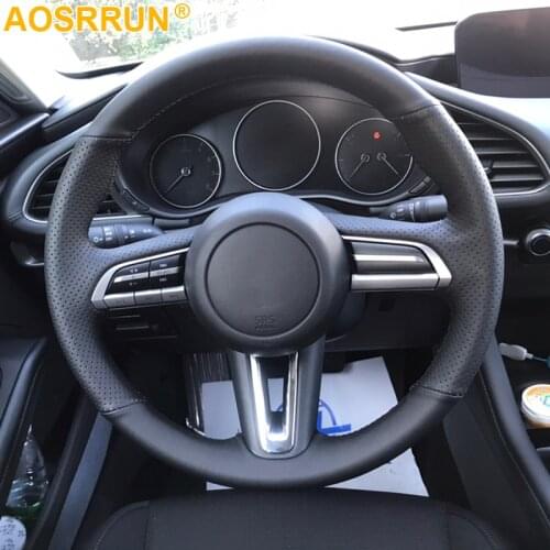 Artificial Leather Steering Wheel Cover DIY For Mazda CX-30 CX30 2020 Mazda 3 Axela 2020