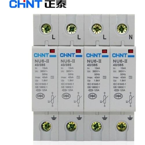 CHNT O prendedor do impulso de chint NU6-II/f 40ka/460 v 4 p protege o aparelho elétrico do sistema elétrico trovão instantâneo