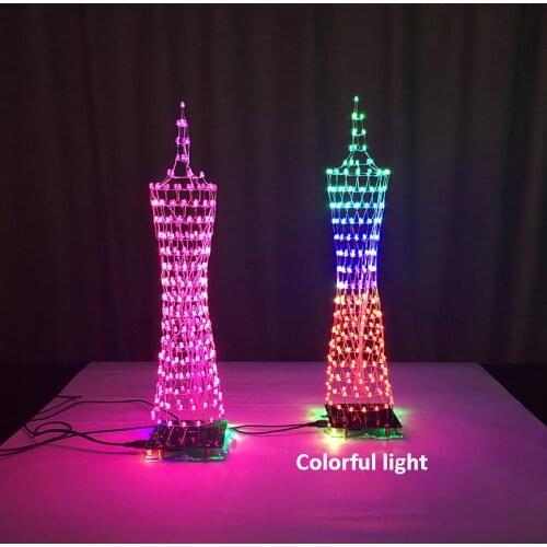 Colorful LED Tower Display Lamp Infrared Remote Control Electronic DIY Kits Music Spectrum Soldering Kits DIY Brain-Training Toy