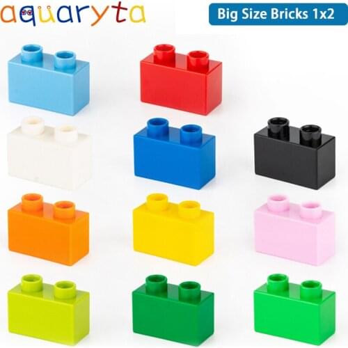 Aquaryta 25pcs/bag Building Blocks Big SIZE 1x2 Parts DIY Toys Compatible Duplo Puzzle Creative Toys for Children Gift for Kids