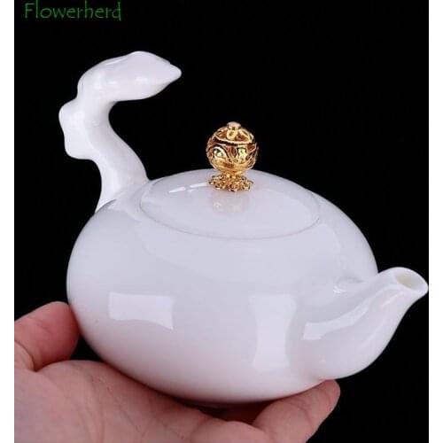 Ceramic Porcelain Teapot Teaware Tea Kettle Teapot Set Single Pot of Mutton Fat Jade Pure White Filter Household Kung Fu Tea Set