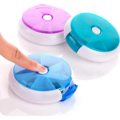 Pill Storage Box 7 Days Weekly Rotating Pill Case Dispenser Splitter Cutter Medicine Box Drug Organizer Container