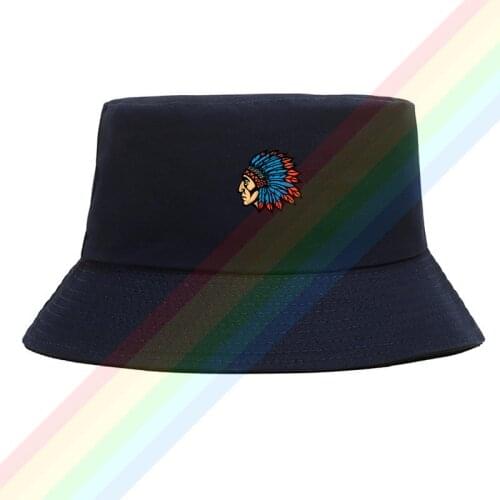 Indiana Chiefs Colorful Headdress Cotton Top Comfortable Bucket Cap Men Women Hiking Fishing Hat Two-side