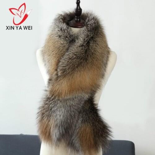 Fox genuine fur scarf genuine large size scarf chain shawl neck warm stole muffler with clip buckle Z-25