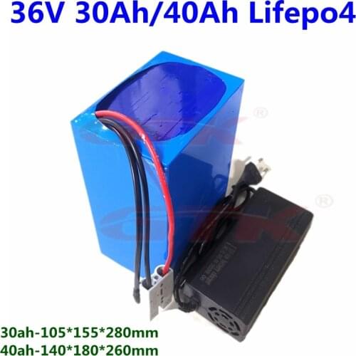 GTK rechargeable Lifepo4 36v 30ah 40ah Lithium ion battery 3.2v cells bms for 500W 1000W Electric Bike +Charger