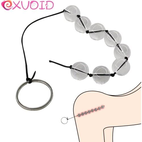 EXVOID Prostate Massager 8 Balls Long Crystal Anal Plug Butt Plug for Beginner Sex Toys for Couples Sex Shop Anal Beads