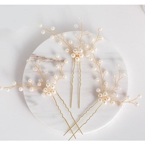 Fashion Ladies Variety Of Pearl Hairpin Bride Hair Accessories Handmade Imitation Pearl Princess Hairpin Wedding Headdress