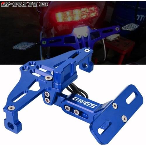 Motorcycle Adjustable Angle License Number Plate Frame Holder Bracket LED Light For BMW G310GS G 310GS G 310 GS G310R 2017 2018