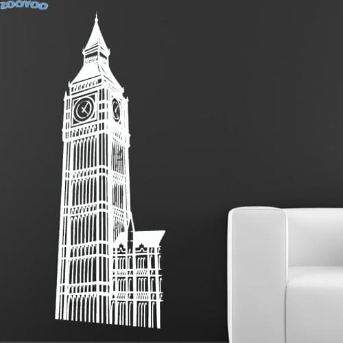 ZOOYOO Famous Big Ben Wall Sticker London Landmark Building Home Decor Living Room Wall Decals Removable Vinyl Wall Art Murals