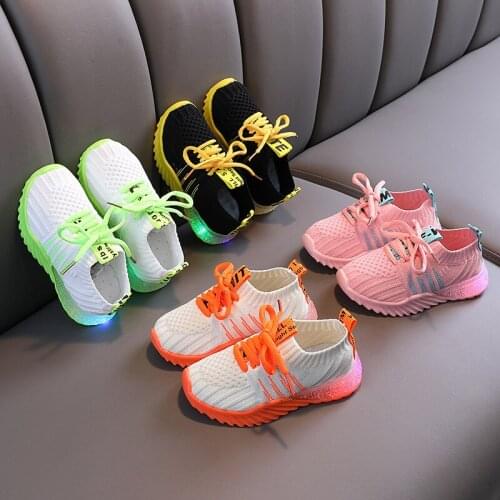 2021 new childrens shoes with lights, childrens casual shoes, girls' shoes, boys' shoes, breathable net shoes, shoe size 21-30