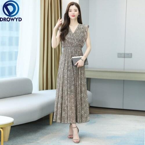 Plus Size Print Beach Maxi Sundress 2021 Floral Chiffon Boho Midi Dress Summer Vintage Elegant Women Bodycon Pink Party Vestidos