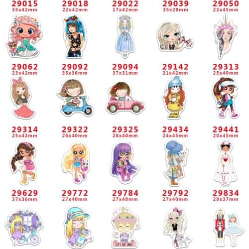 DIY Craft Supplies Sewing Accessories Cartoon Girl Printed Planar Resins Mold 30 Pieces. PR-29015