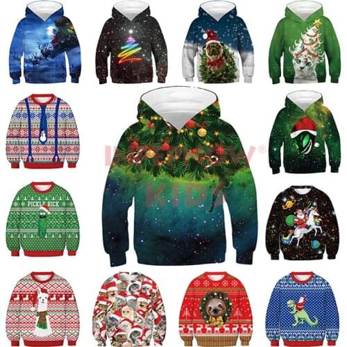 Christmas 3D Print Childrens Sweatshirt for Girls Sweat Shirt Modis Polyester Kids Hoodies Long Sleeve Baby Boy Clothes Poleron