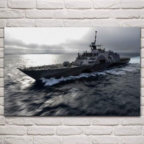 USS Freedom class littoral combat Military Vessels artwork living room home wall art decor wood frame fabric poster KP856