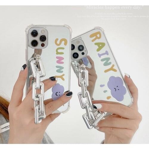Tobebest Sunny Mirror Bracelet Phone Cases for iphone 12 11 pro max X XS XR 7 8 Plus SE 2020 Chain Soft Back Cover
