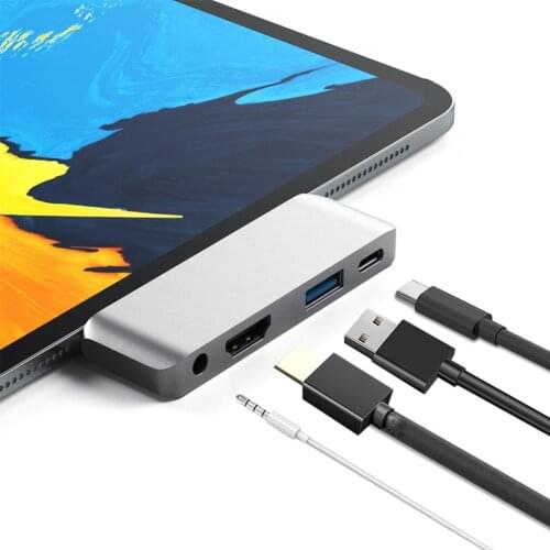 Type-C Mobile Pro Hub Adapter USB 3.1 to USB-C PD Charging 4K HDMI USB 3.0 & 3.5mm Headphone Jack for Huawei for iPad Pro