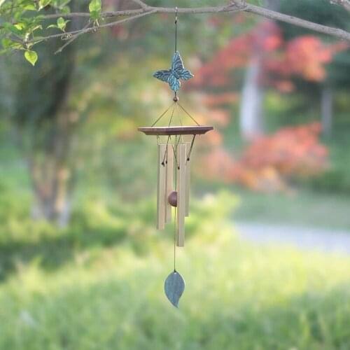 MLGB Butterfly Wind Chimes Outdoor Small Memorial Wind Chimes with 4 Square Metal Tubes for Patio Home Yard Porch Decor