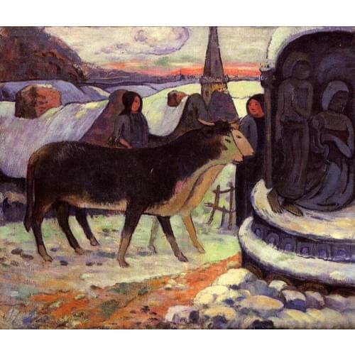 High quality Oil painting Canvas Reproductions Christmas night (1894) by Paul Gauguin hand painted