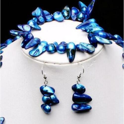 12 colors woman jewelry set 8-16mm baroque pearl Elastic rope bracelet dangle hook earring Natural South Sea Shell Pearl AAA