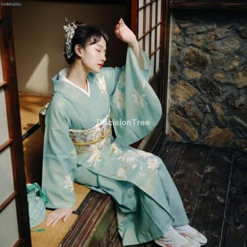 2021 japanese women original yukata dress traditional kimono performance dance costumes vintage daily geisha kimono robe