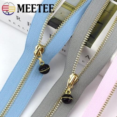 3# Open End Zippers Pearl Slider Puller 40/50/60/70cm Metal Zipper for Sewing Clothes Zip DIY Craft Tailor Accessories ZA044
