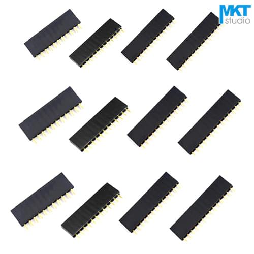 100Pcs 2.54mm Pitch Single Row Straight Pins 8.5mm Female PTH Pin Header For Arduino 16P 17P 18P 19P 20P