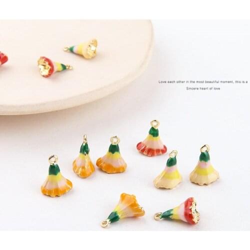 6pcs Korean Style Flower Earrings For Women Double Hanging Elegant Morning Glory Trumpet Flower Pendant diy Jewelry Accessories