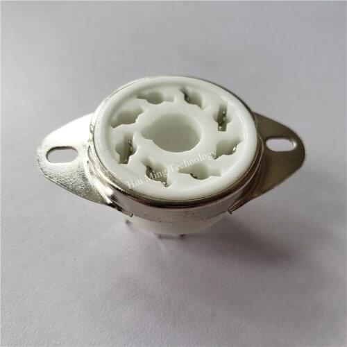 6pcs ceramic tube socket bass tube socket GZC8-Y-7 8 pin silver foot for KT88/6550/EL34 6P6P 6V6 tube amplifier