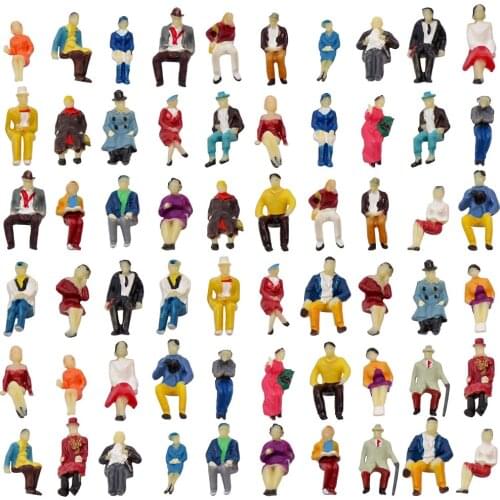 60pcs HO scale 1:87 All Seated Passenger People Sitting Figures 30 Different Poses Model Train Layout P8711