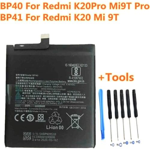 100% New Replacement Battery BP41 BP40 For Xiaomi Redmi K20 Pro Mi 9T Pro Mi9T Redmi K20Pro Premium Phone 4000mAh