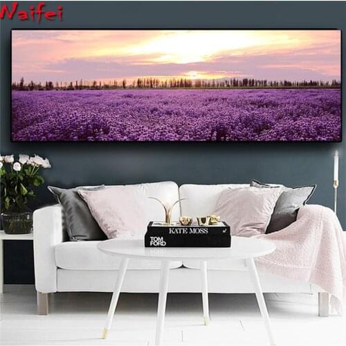 Lavender Sunset Nordic Landscape 5d diamond Painting full square/round diamond embroidery Flowers Art Picture for Living Room