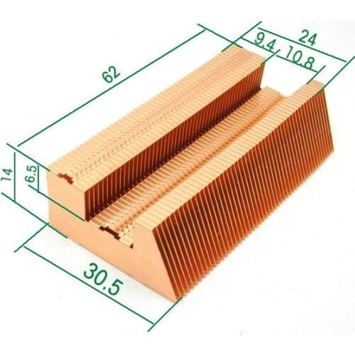 Fast Free Ship All Copper fins Copper heat sink Heat pipe fins 60*30.5*14mm fins DIY Extended shortened heat pipe