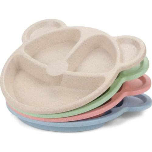 Wheat Straw Childrens Rice Bowl Baby Food Supplement Bowl Tableware Cartoon Bear Bowl Dinner Plate Separate Plate
