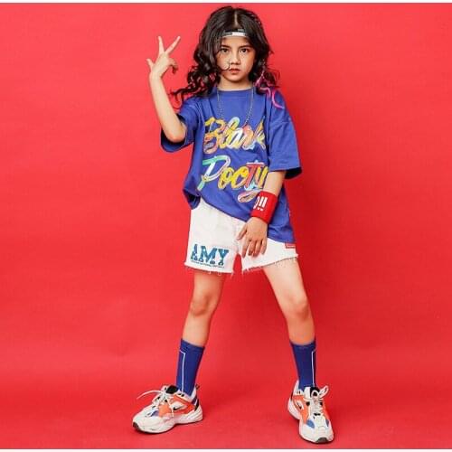 Children Hip Hop Clothing Outfits Oversized Short Sleeve T Shirt Tops Casual Short Girl Boys Cool Jazz Dance Ballroom Costumes
