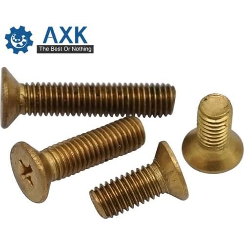 DIN965 Copper Flat Head Screw Bolts M2 M2.5 M3 M4 M5 M6 Brass Cross Recessed Countersunk Head Machine Screws