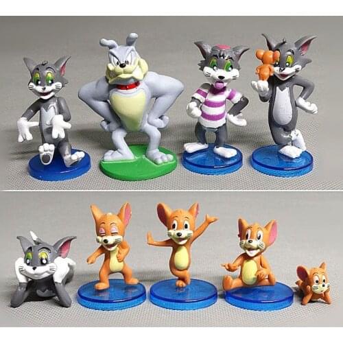 Disney Classic Animation 9pcs Tom and Jerry Doll DIY Key Chain Bag Pendant Kids Gift Table Ornament
