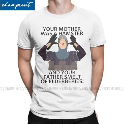 Mens Monty Python French Taunting Your Mother Was A Hamster T Shirts Holy Grail Arthur Black Knight Clothes Novelty Tees 6XL