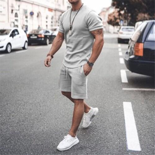 Mens 2pcs Running t Shirt Shorts Set Quick Drying Sports Suits Exercise Workout Set Tracksuit Summer Sportswear Brand Clothing
