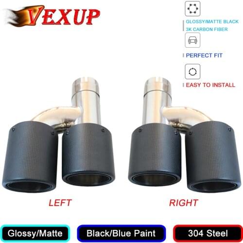 Car Carbon Fiber GLossy/Matte Black Muffler Tip H Shape Quad Exhaust Tip Mufflers Tip Universal Double Exhaust Pipe Tip For AK