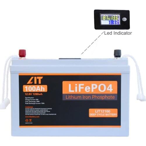 Customized Deep Cycle Lifepo4 Solar Battery 12V 100Ah Lithium Ion With Led Indicator