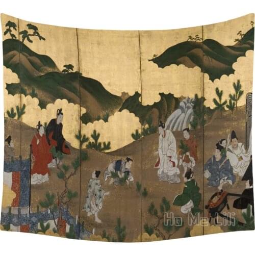 Kano School Ca 1800 History Painted Tapestry Art Home Decoration Wall