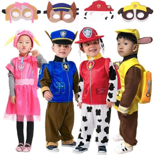 Kids Birthday Party Costume Zuma Rocky Marshall Chase Skye Rubble Cosplay Costume Boys Girls Carnival Dress