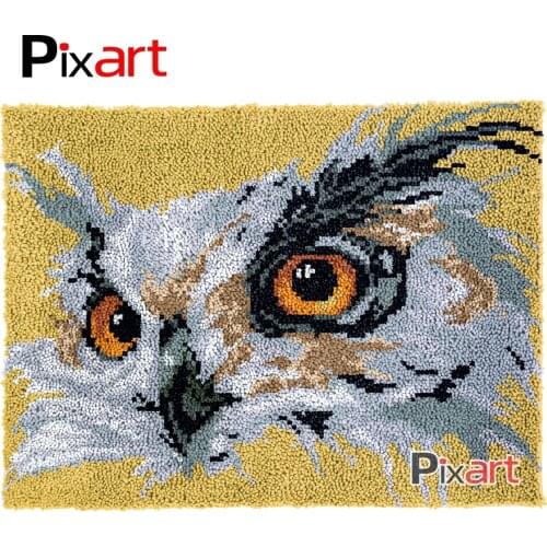 Latch Hook Rug White Owl Face Crocheting Tapestry Kits DIY Carpet Rug Chunky Yarn Needlework Knitted Floor Mat Hobby & Crafts