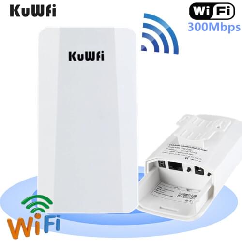 KuWFi Outdoor Router Outdoor P2P 1KM Wireless WIFI Bridge 300Mbps Wireless CPE With 24V POE Adapter for IP Camera
