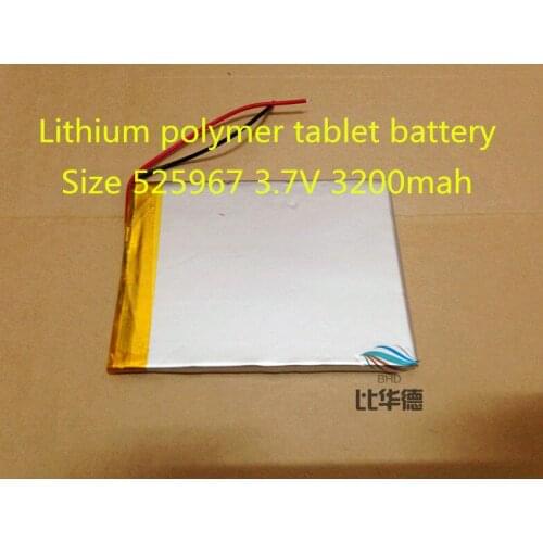 Best battery brand Free Shipping tablet battery Size 525967 3.7V 3200mah Lithium polymer Battery with Protection Board For PDA