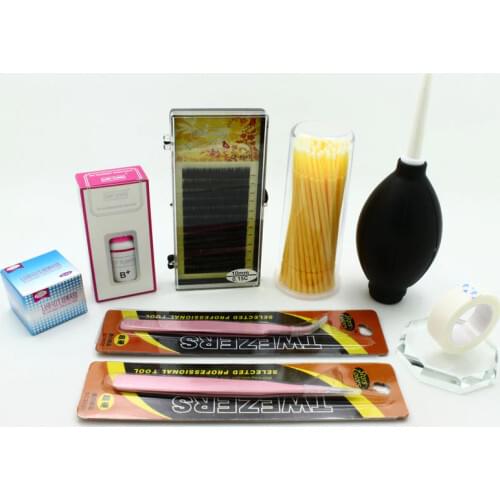 9 pcs professional eyelash makeup set including false eyelashes, eyelash glue fashion eye lash extension makeup tools