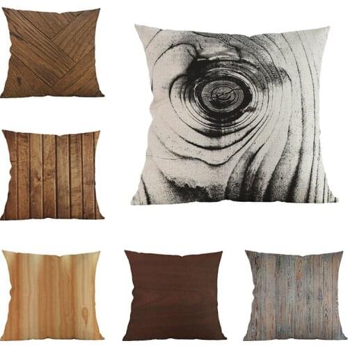 Cushion cover Vintage geometry Pillow cover linen Retro geometric Texture wooden board Home Decoration Cushions covers Pillow